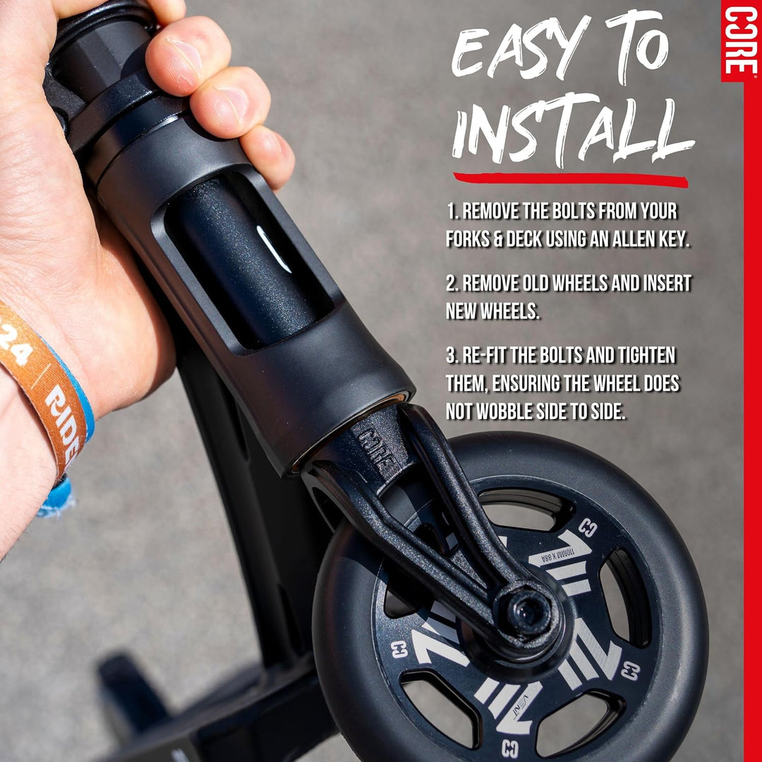 CORE Vent Stunt-Scooter-Räder – 110 mm Speichen, ultraleichtes Rad mit ABEC 9 Kugellagern, Legierung