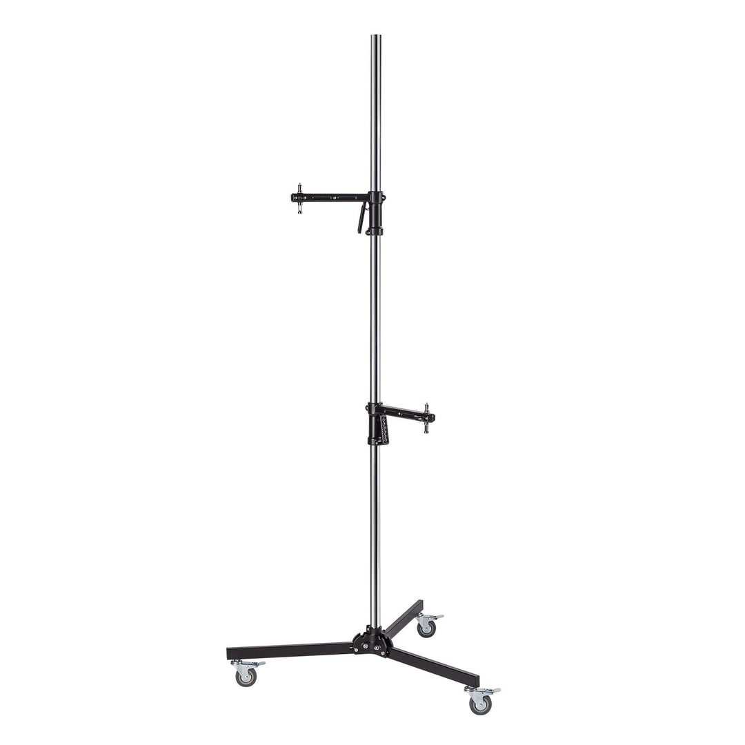 Walimex pro Rollstativ 223cm - Robustes Studiostativ mit 2 schnell verschiebbaren Klemmhaltern und s
