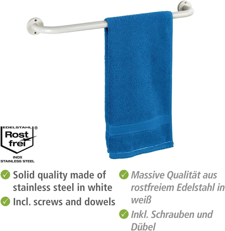 WENKO Handtuchhalter Mod. Basic extra Lange Handtuchstange rostfrei für Badetücher und Handtücher zu