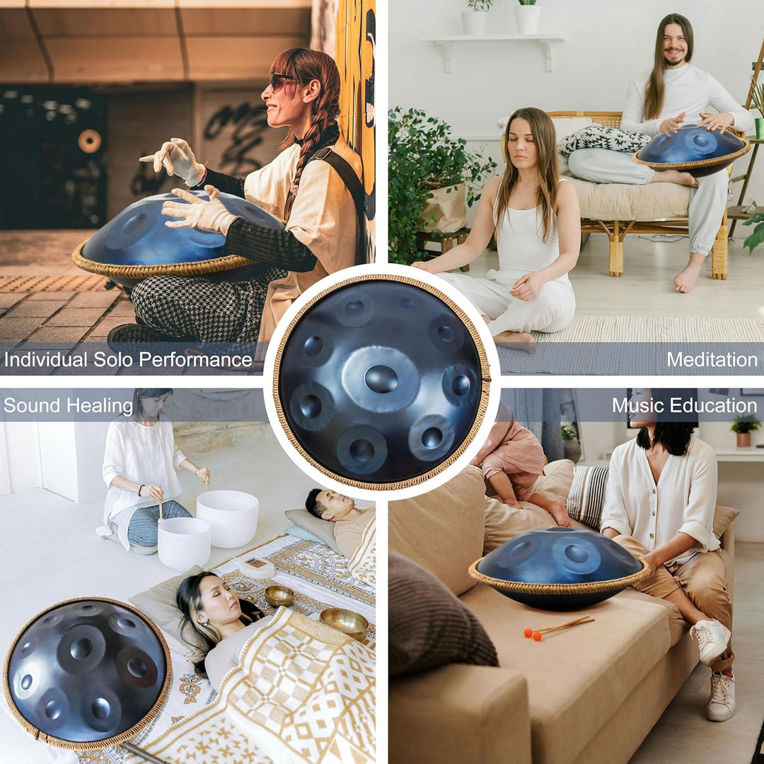 45.7 cm Handpan Drum für Erwachsene, Premium D Moll Kurd Handpan Instrument mit 9 präzisionsgestimmt