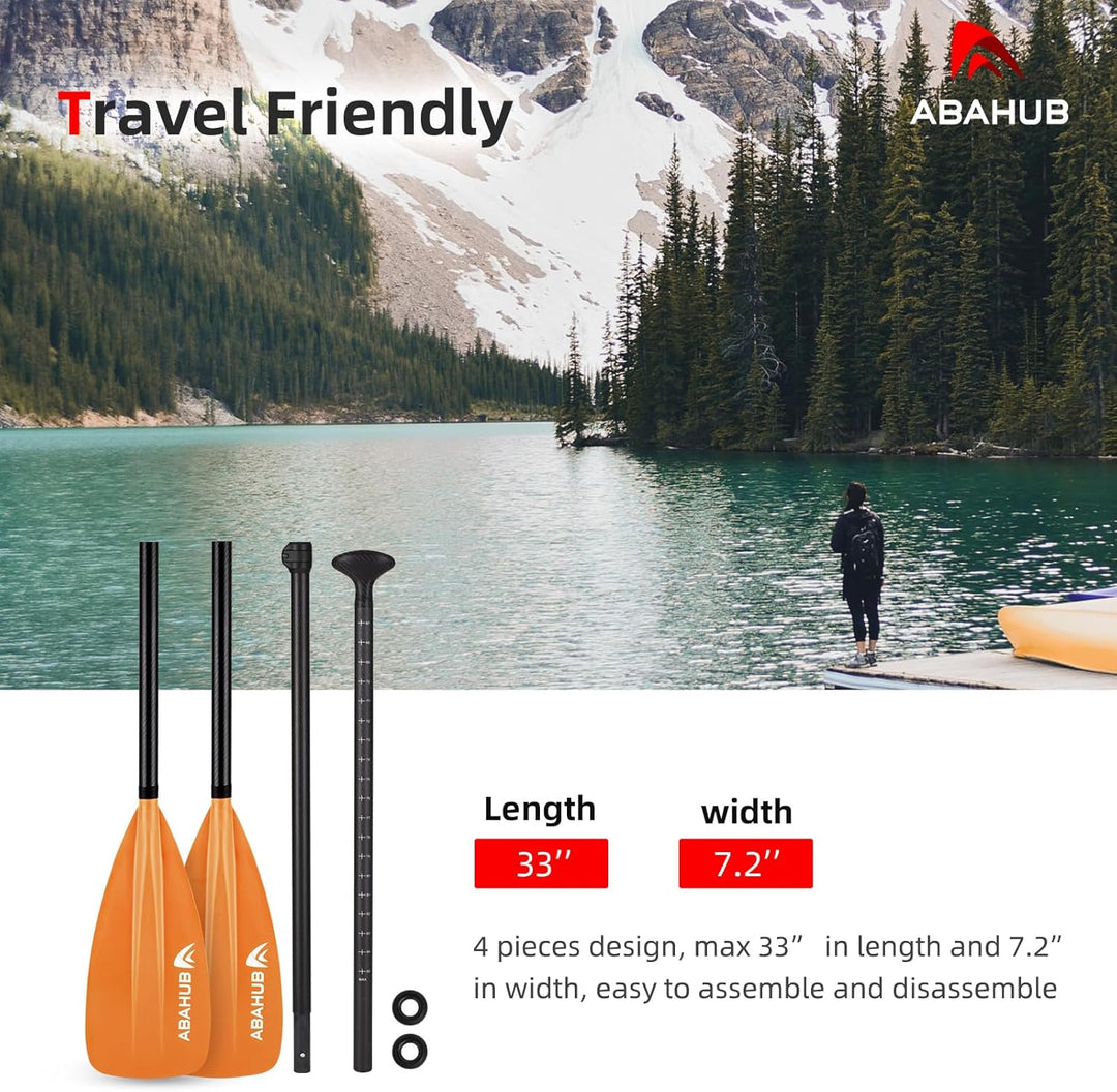 Abahub 4 teilig Carbon SUP Kajak Paddel, 2 in 1 verstellbare Stand up Paddleboard Paddel, leichte Ca