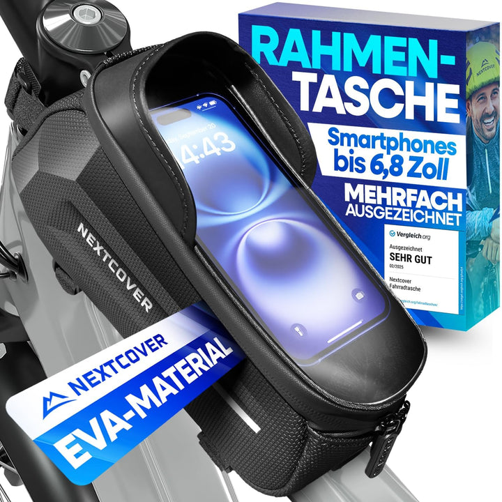 Nextcover® Rahmentasche Fahrrad mit Handytasche I Fahrrad Rahmentasche mit Touchscreen I Fahrradtasc