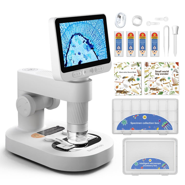 Beaverlab 10,2 cm IPS-Digitalmikroskop für Kinder und Erwachsene, 100x1600, Handmikroskop mit 1080P