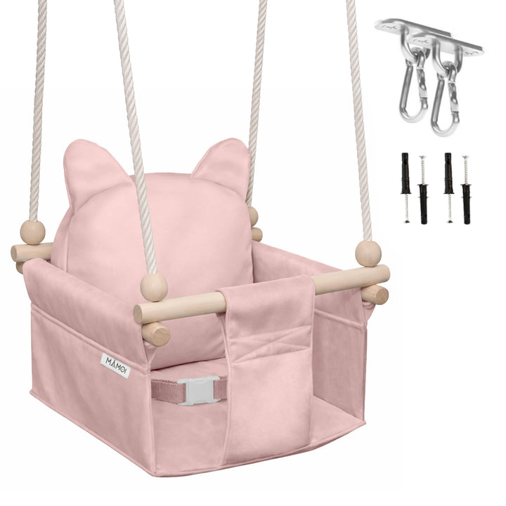 MAMOI Kinderschaukel mit Sicherheitsgurt, höhenverstellbar 150–190 cm, Schaukel für den Innenbereich