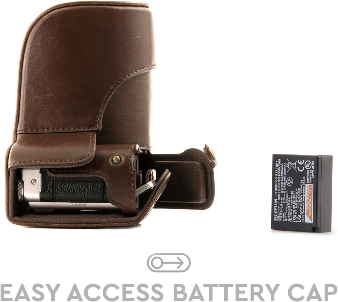 MegaGear MG173 Fujifilm X-A5, X-A3, X-A2, X-A1, X-M1 Ever Ready Leder Kamera-Case mit Trageriemen -