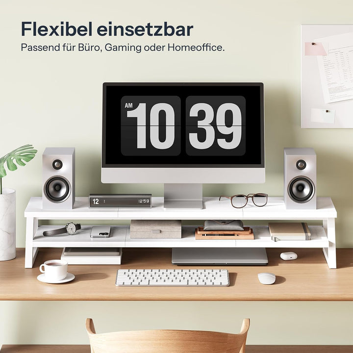 HOOBRO 2-stufiger Monitorständer Holzfür 2 Monitore, 100 x 24 x 19,5 cm, Dual Monitor Ständer, Bilds
