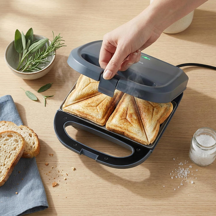 Progress Mellow Sandwichmaker, 2 Scheiben, 750 W | Antihaftplatten, automatische Temperaturregelung,