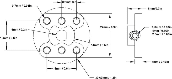 2Pcs Flansch Wellenkupplung Aluminiumlegierung 6mm D Loch Leichte Flanschkupplung Stecker Lagerbesch