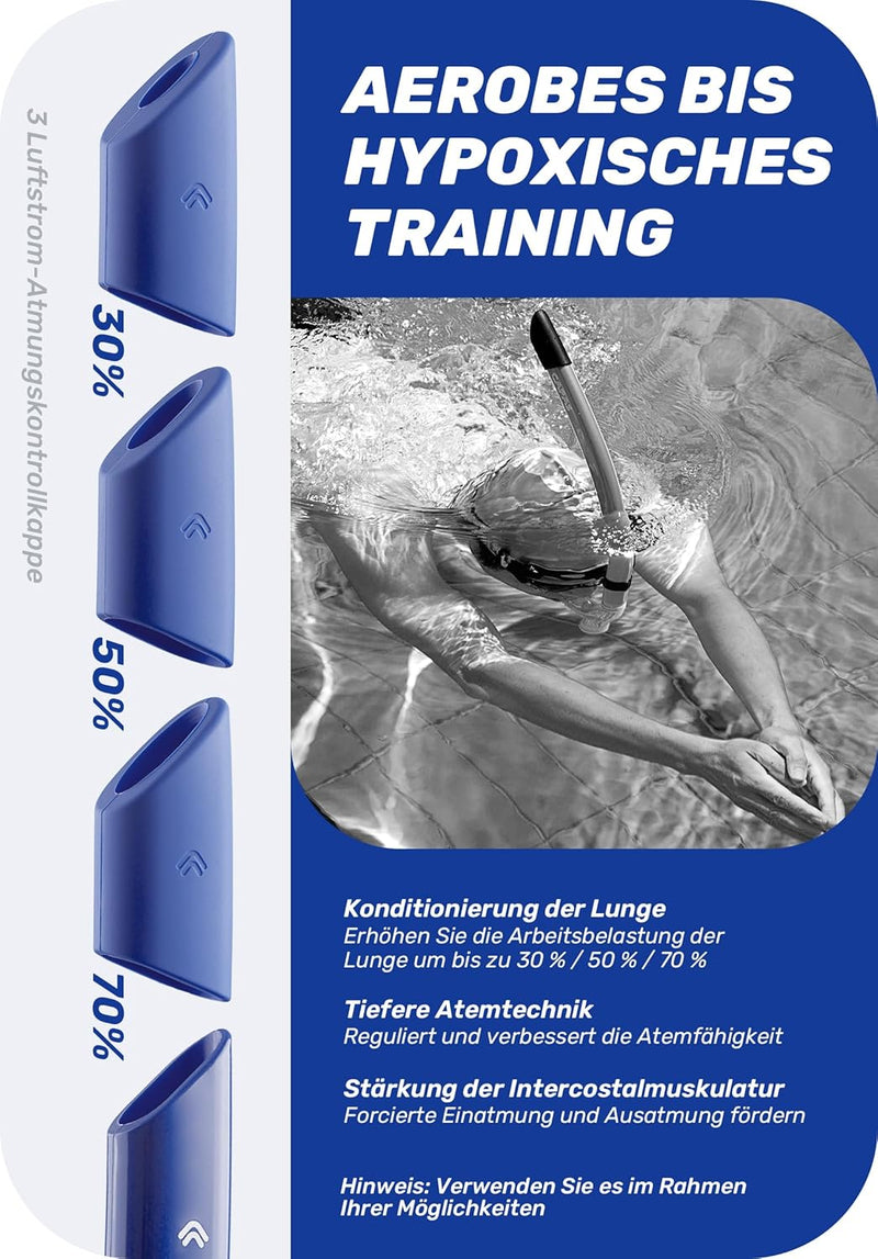 CAPAS Training Schwimmen Schnorchel für Runde Schwimmen, ideale Passform, Schwimmer-Schnorchel mit F