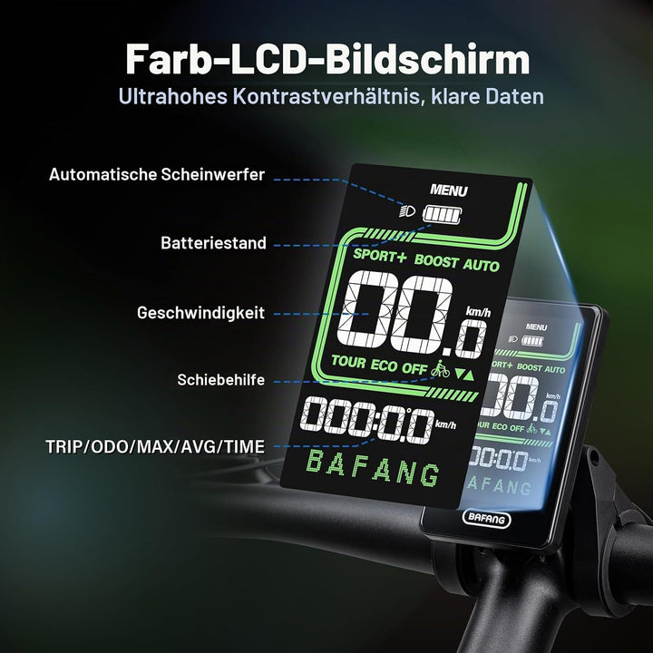 BAFANG Ebike Display CAN Version für M620, M600, M560, M510, M420 Mittelmotoren, E-Bike Display Fahr