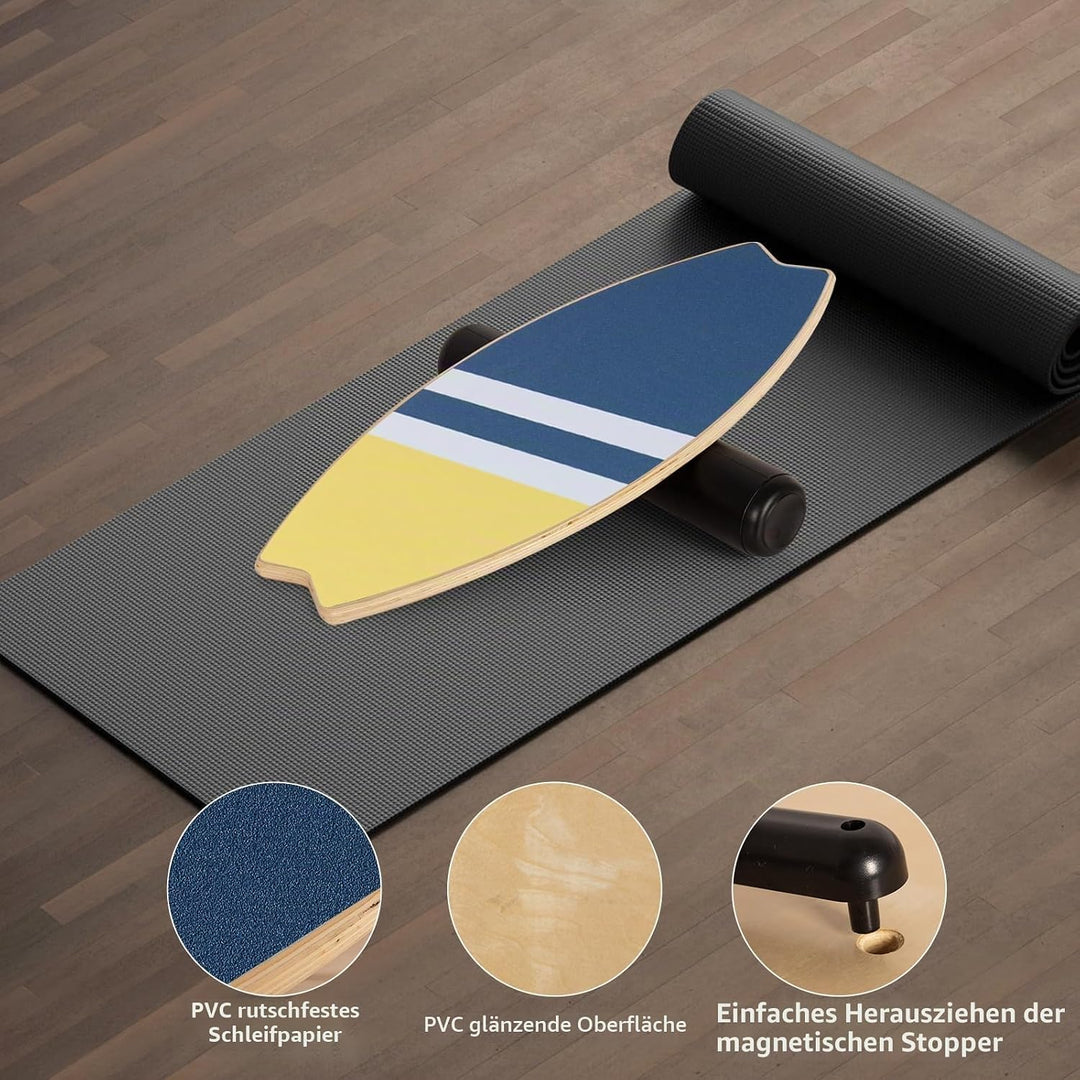Leogreen Balance Board aus Holz in Surfboard, 7-in-1 Surfin Balanceboards Erwachsene Gleichgewichtst