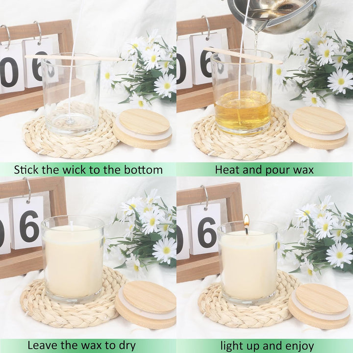 MILIVIXAY 12 Stück 200 ml klare, dicke Glas-Kerzengläser mit Deckel, leere Kerzengläser für die Hers