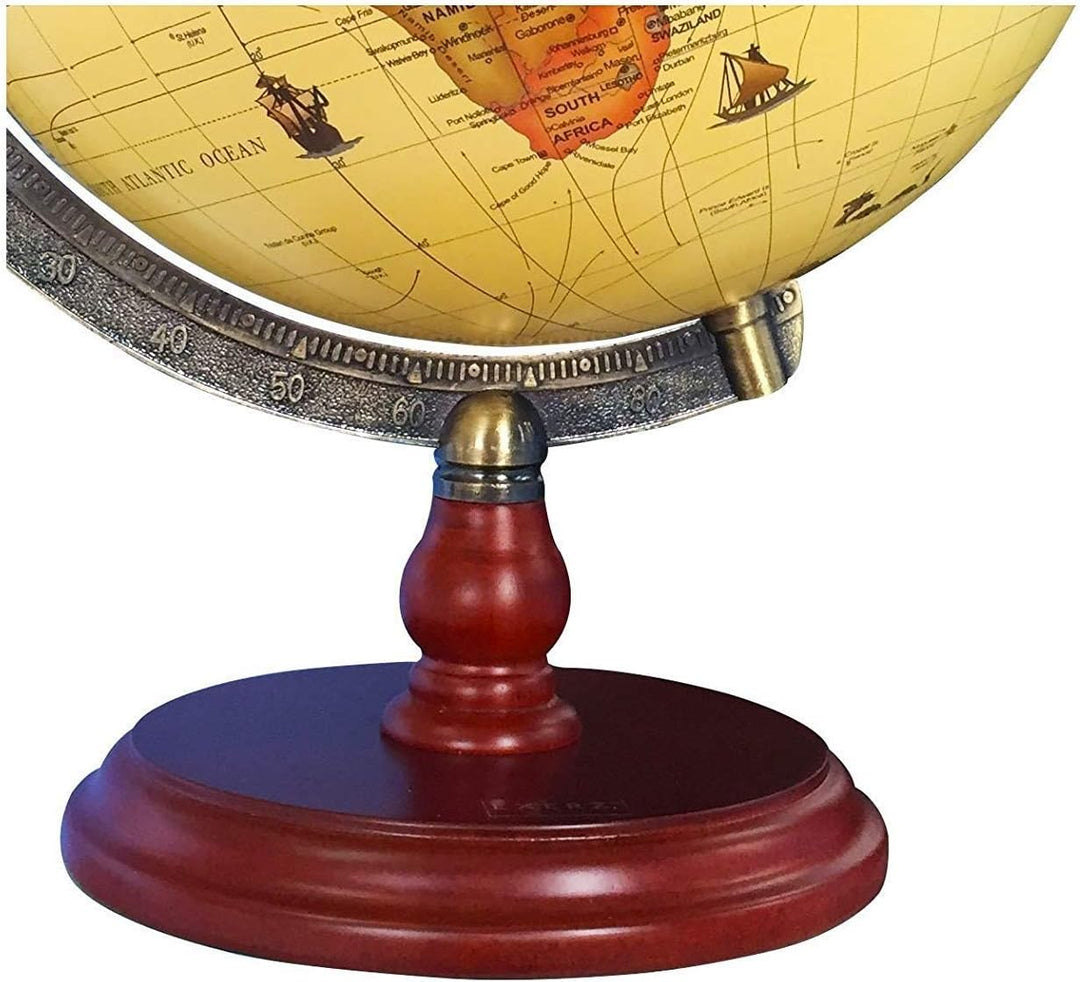 Exerz 25cm Antiker Globus Mit Holzfuss - Englische Karte - Für Kinder Büro Deko - Schülerglobus Mord
