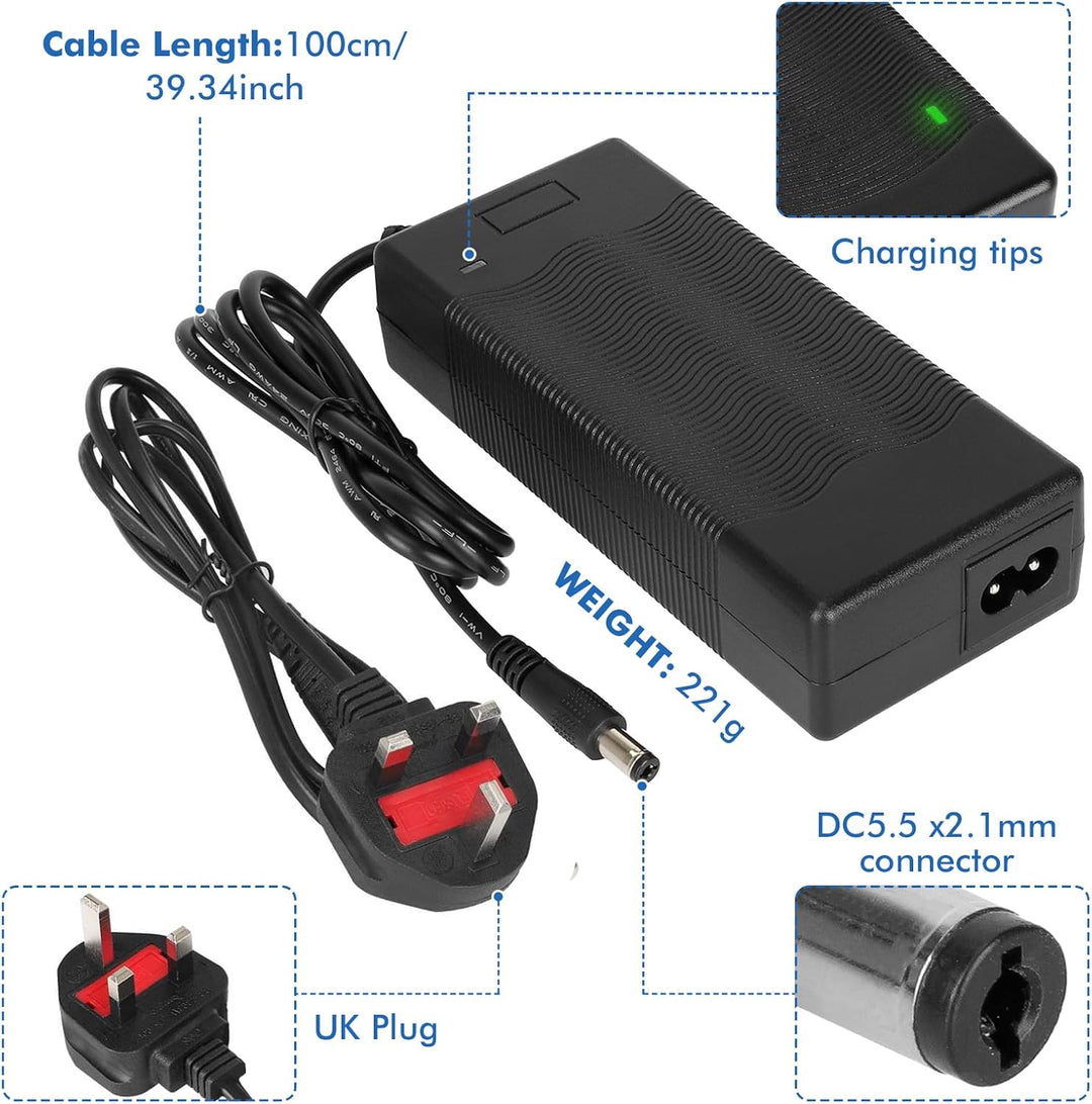 Ladegeräte für Scooter，42V 2A E Scooter Ladegeräte，36V Elektroroller Universal Lithium Batterie Lade
