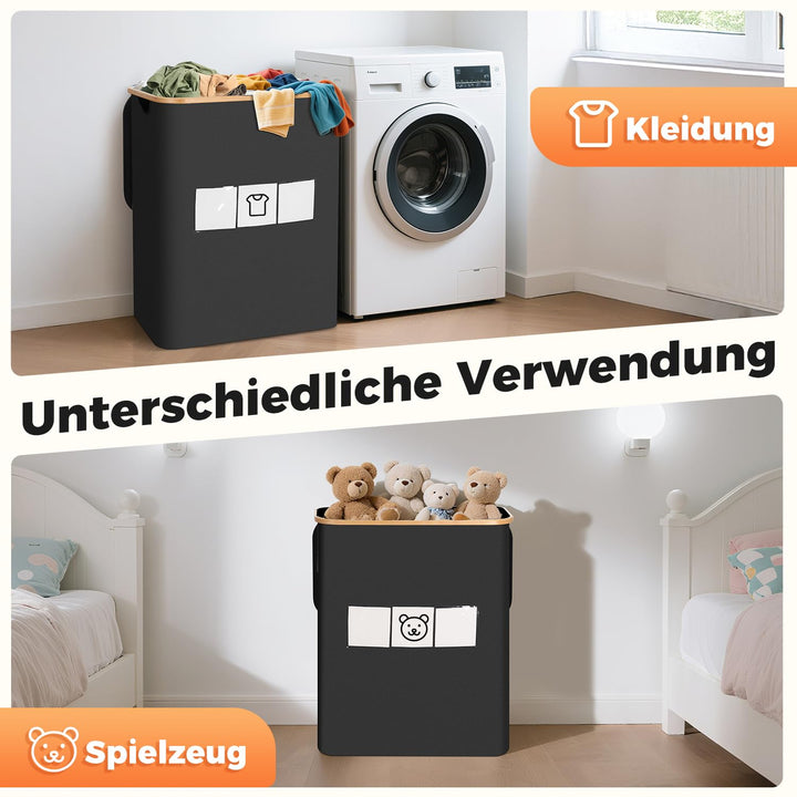 OUSFOT Pfandflaschen Sammelbehälter, 170L Schwarz Pfandflaschen 3 Fächer Leergut Sammelbehälter Pfan