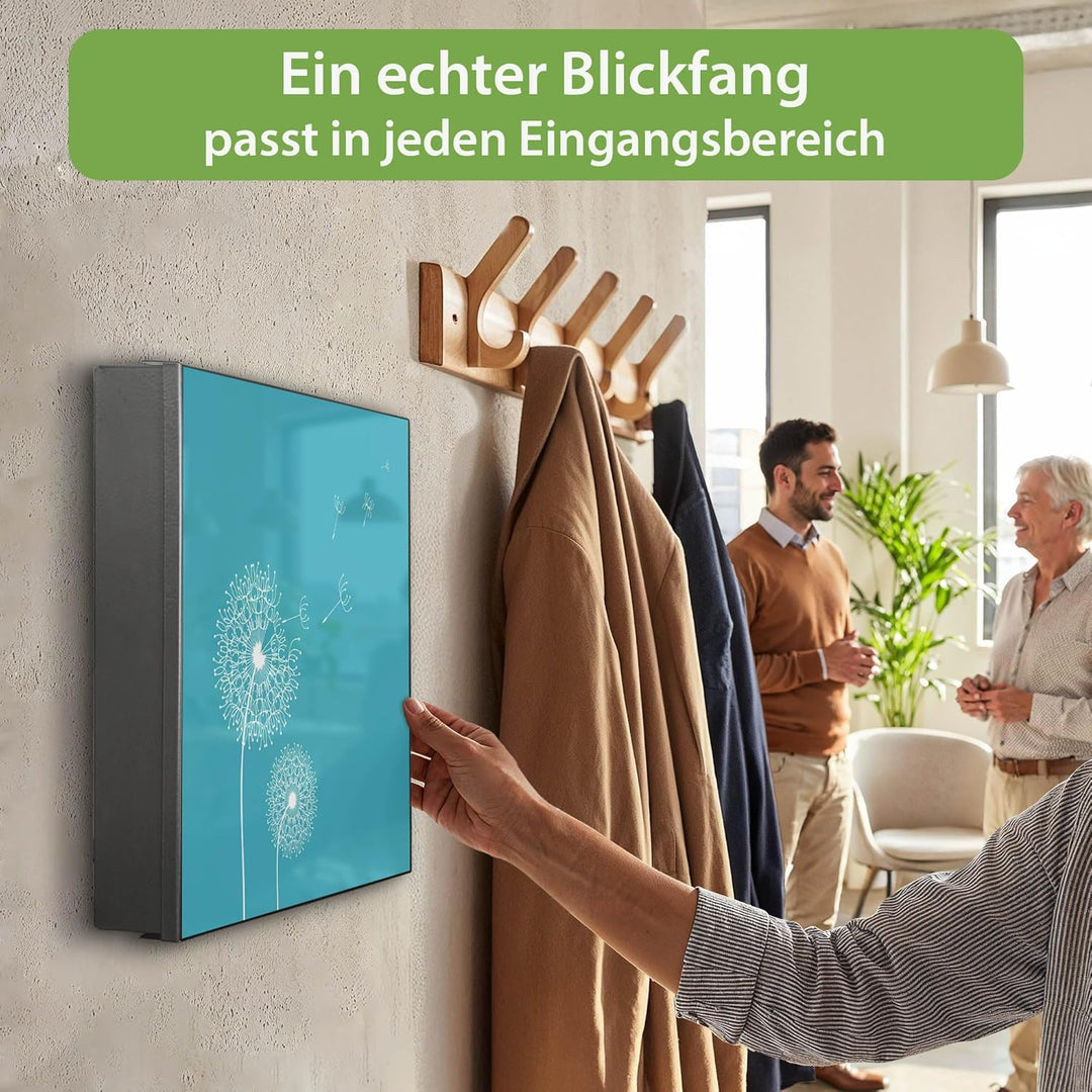 banjado Grosser Schlüsselkasten Metall - Schlüsselbox 30x30cm mit 32 Haken - Schlüsselkasten modern