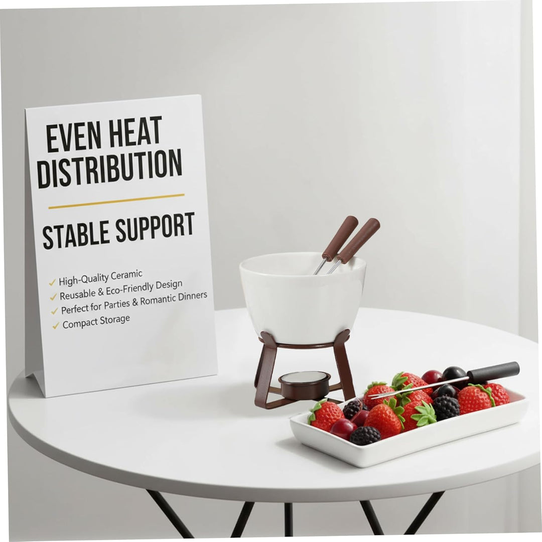 Schokoladen-Fondue-Becher, Keramik-Fondue-Becher mit 2 Gabeln, wiederverwendbarer Schokoladenschmelz