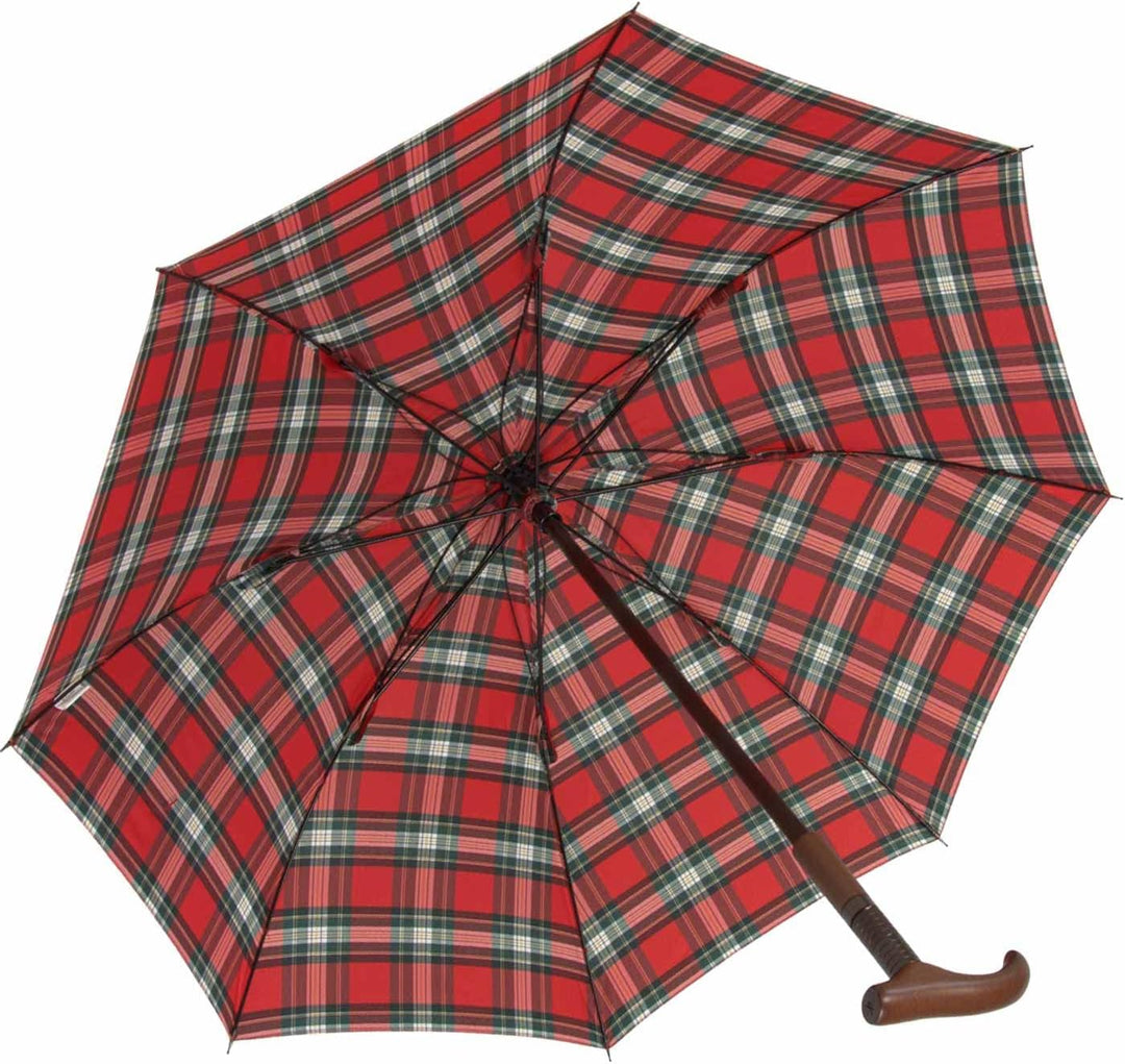 iX-brella Stützschirm höhenverstellbar mit Holzgriff - Karo rot, Karo Rot