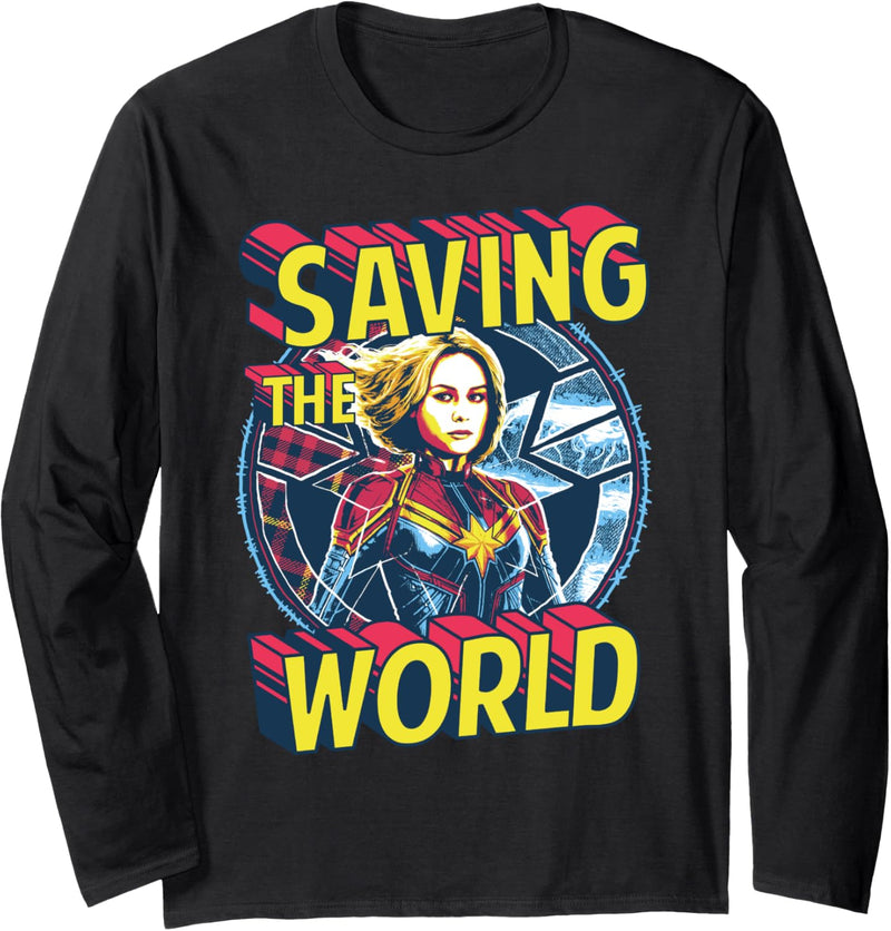 Captain Marvel Saving The World Portrait Langarmshirt