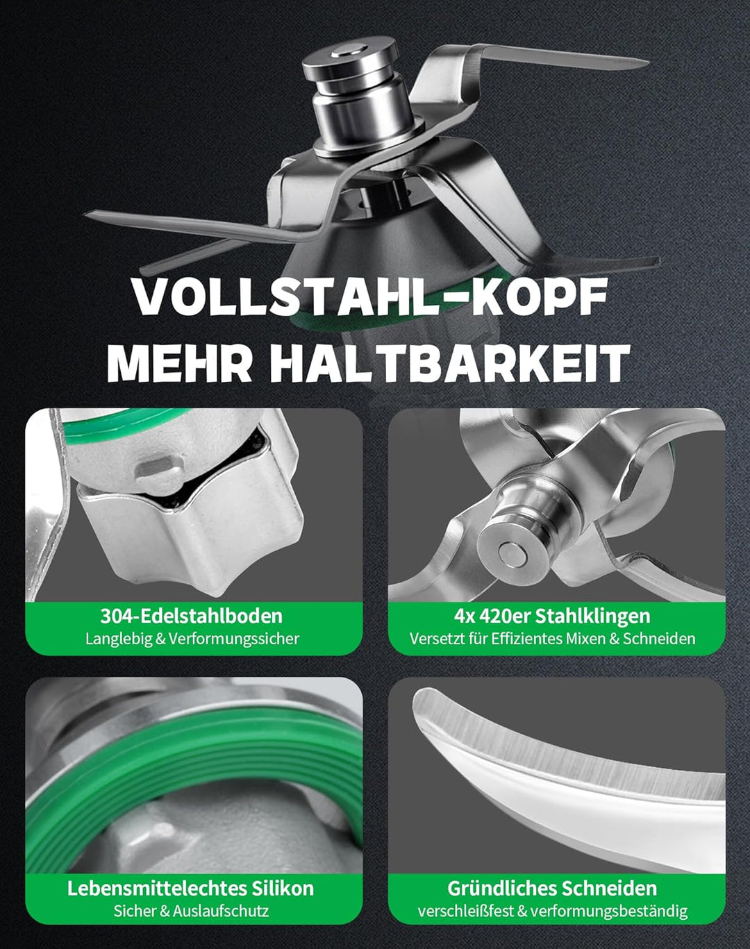 Messer für Vorwerk Thermomix TM5, TM6 und TM7 – Edelstahl Mixmesser & Teigmesser mit Dichtring, pass
