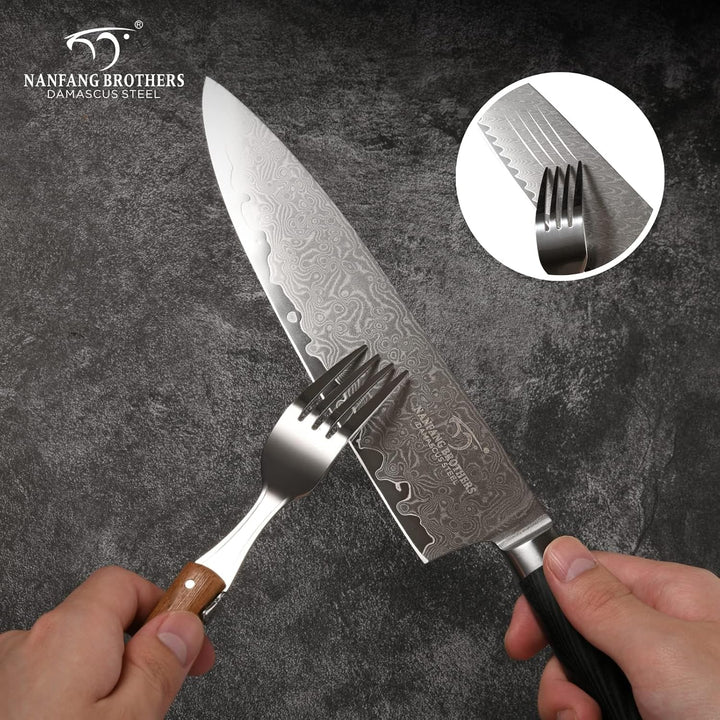 NANFANG BROTHERS Damaszener Messerset mit Premium Box,Japanisches Messerset,Kochmessersets Professio