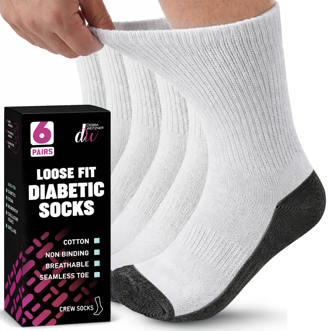 Debra Weitzner Diabetikersocken für Damen und Herren, lockere Passform, nicht bindend, Baumwolle, Cr