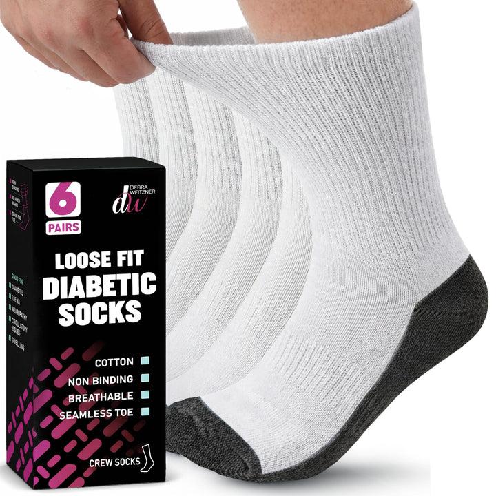 Debra Weitzner Diabetikersocken für Damen und Herren, lockere Passform, nicht bindend, Baumwolle, Cr