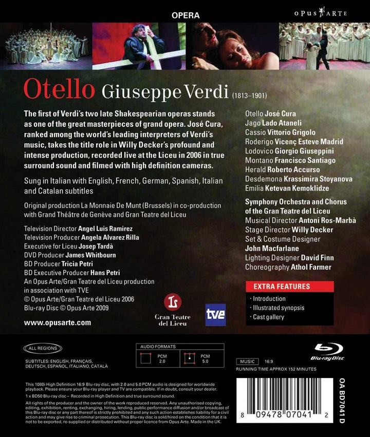Verdi: Otello (Gran Teatre del Liceu), Blu-ray
