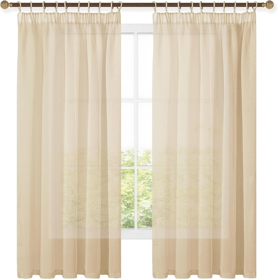 Hiasan 2er Set Sheer Voile gardinen vorhänge gardine Wohnzimmer mit Kräuselband Curtains scheibengar