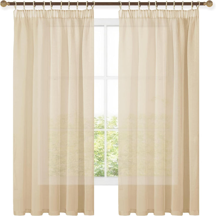 Hiasan 2er Set Sheer Voile gardinen vorhänge gardine Wohnzimmer mit Kräuselband Curtains scheibengar
