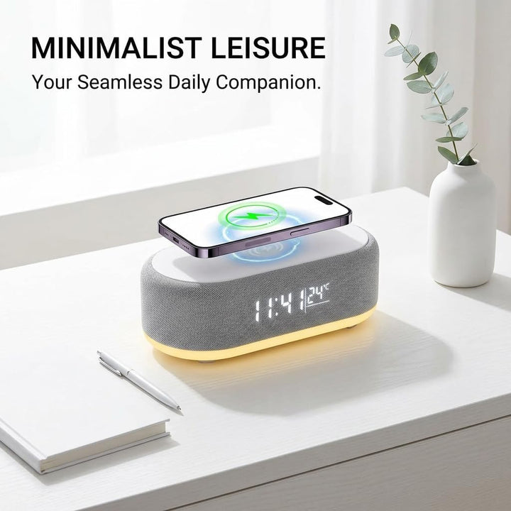 15 W Radiowecker, Ladegerät, Induktion, Lautsprecher Bluetooth 5.3 &amp; FM-Radio, Digitaler Wecker mit