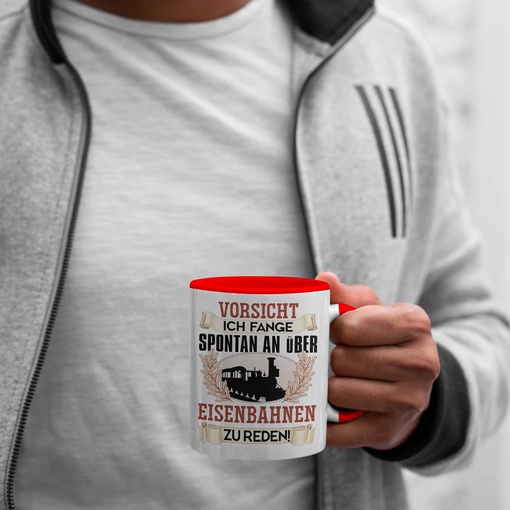 Trendation - Eisenbahner Tasse Geschenk für Modelleisenbahn-Fans Geschenkidee Ich Fange Spotan An Üb