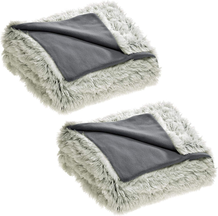 CelinaTex Shetland Bettwäsche 155 x 200 cm 2-teilig Creme grau Polar-Fleece Bettbezug Flokati Optik