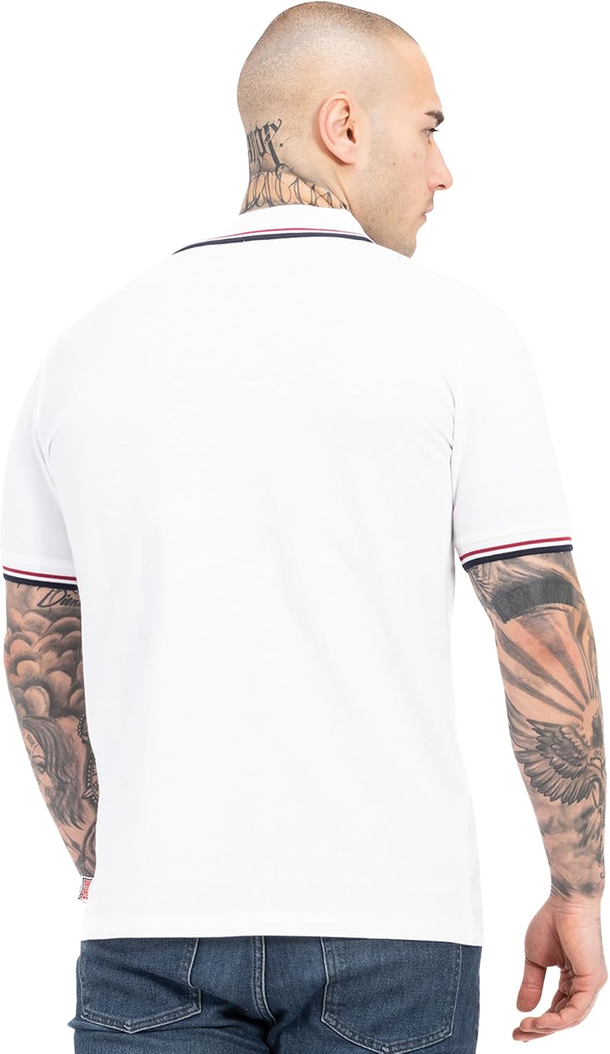 Lonsdale Herren kurzarm Polohemd Lion, White/Dark Red/Navy