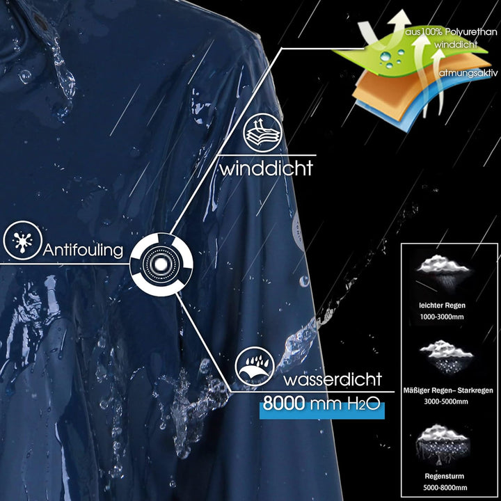 rhythm of the rain Regenmantel Damen lang Windbreaker damen wasserdicht Regenjacke damen gefüttert D