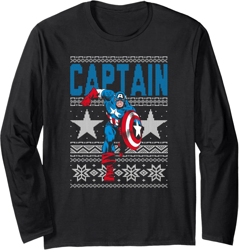 Marvel Captain America Stars Ugly Weihnachten Langarmshirt