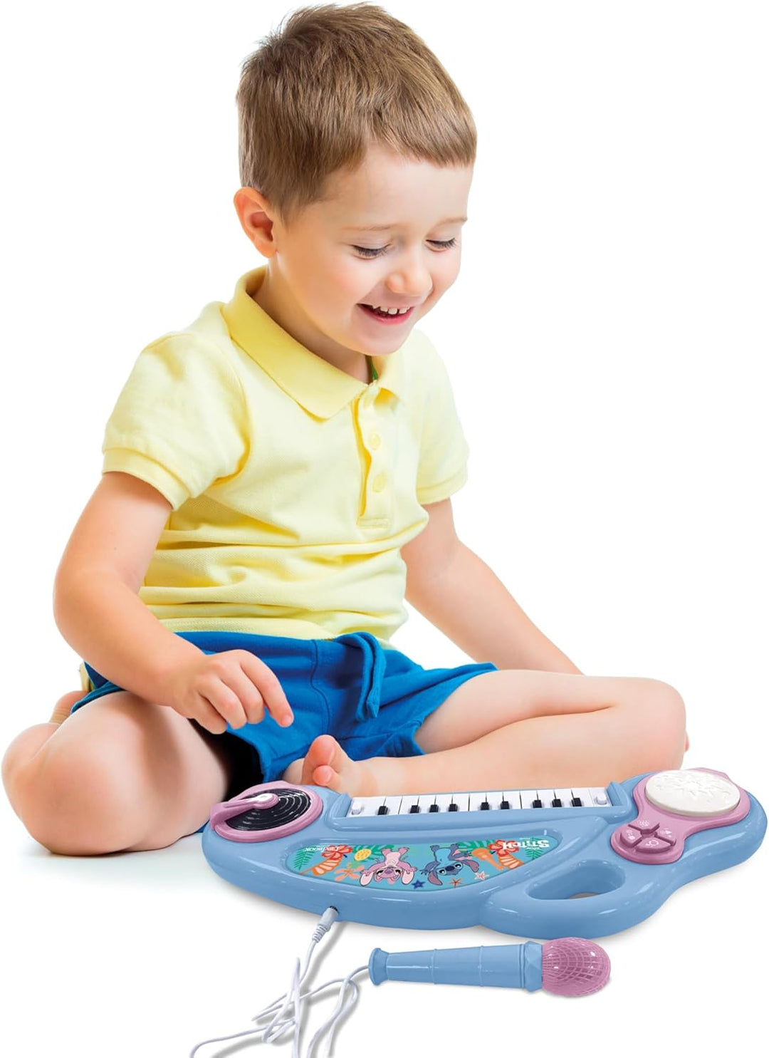 Lexibook, Disney Stitch, elektronisches Kinderklavier mit Lichteffekten, Blau Violett, K704D, Disney