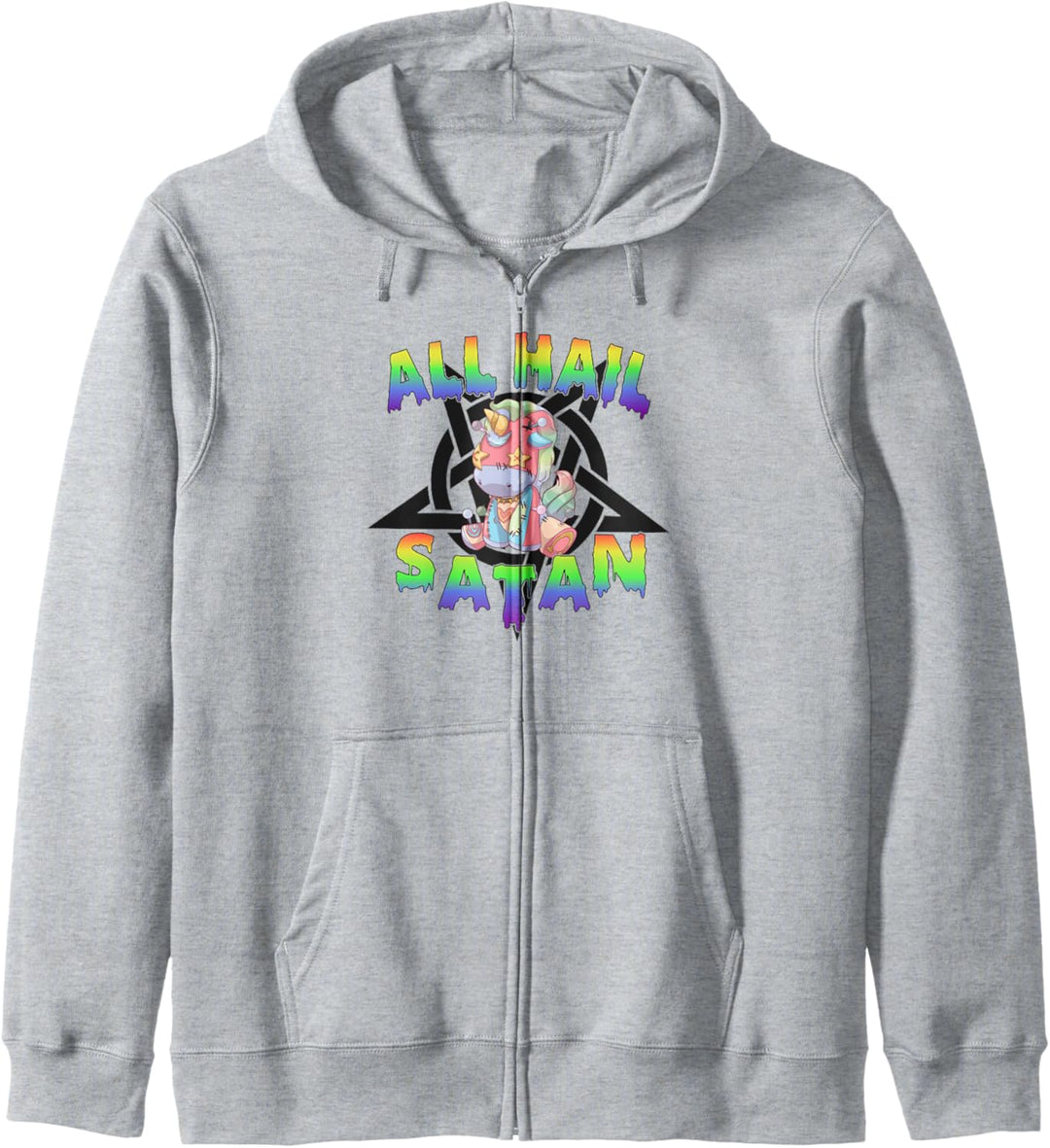 Hail Satan Einhorn Death Metal Pastel Goth Unicorn Kapuzenjacke