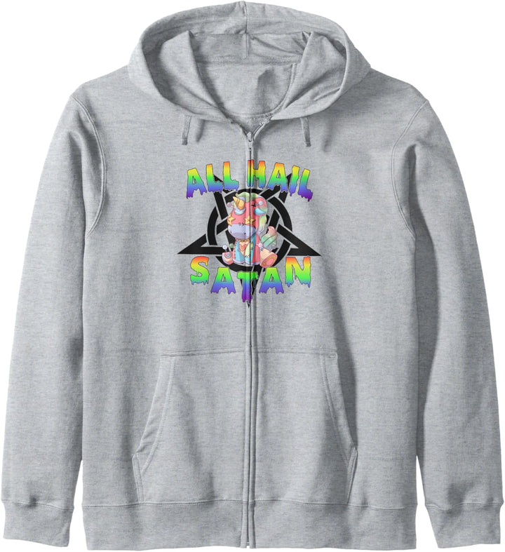 Hail Satan Einhorn Death Metal Pastel Goth Unicorn Kapuzenjacke