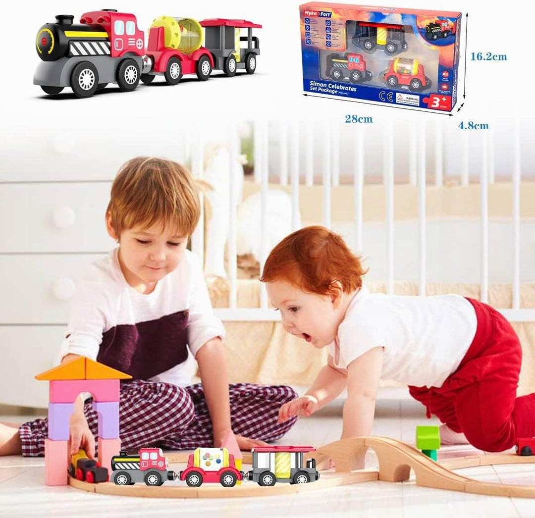 LiRiQi Holzeisenbahn Zug Elektrische, Eisenbahn Lok Kinder, Batteriebetriebener Lokomotivzug, Hohe G