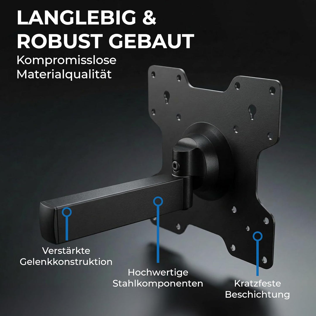 DQ Rotate XL 98,5 cm Schwarz TV Wandhalterung - Empfohlene TV-Grösse: 15" - 40" - VESA 75x75 100x100