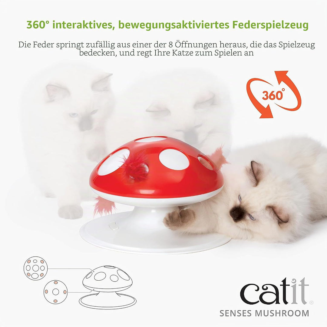 Senses 2.0 Fliegenpilz, Interaktives 360°-Federspielzeug für Katzen
