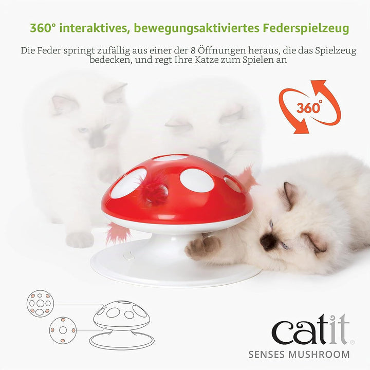 Senses 2.0 Fliegenpilz, Interaktives 360°-Federspielzeug für Katzen