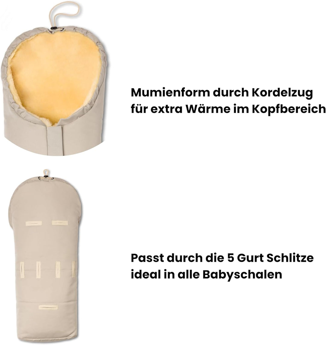 Hofbrucker Lammfell-Fusssack Eskimo für Babyschale, Kinderwagen, Buggy/Universeller Winterfusssack/F