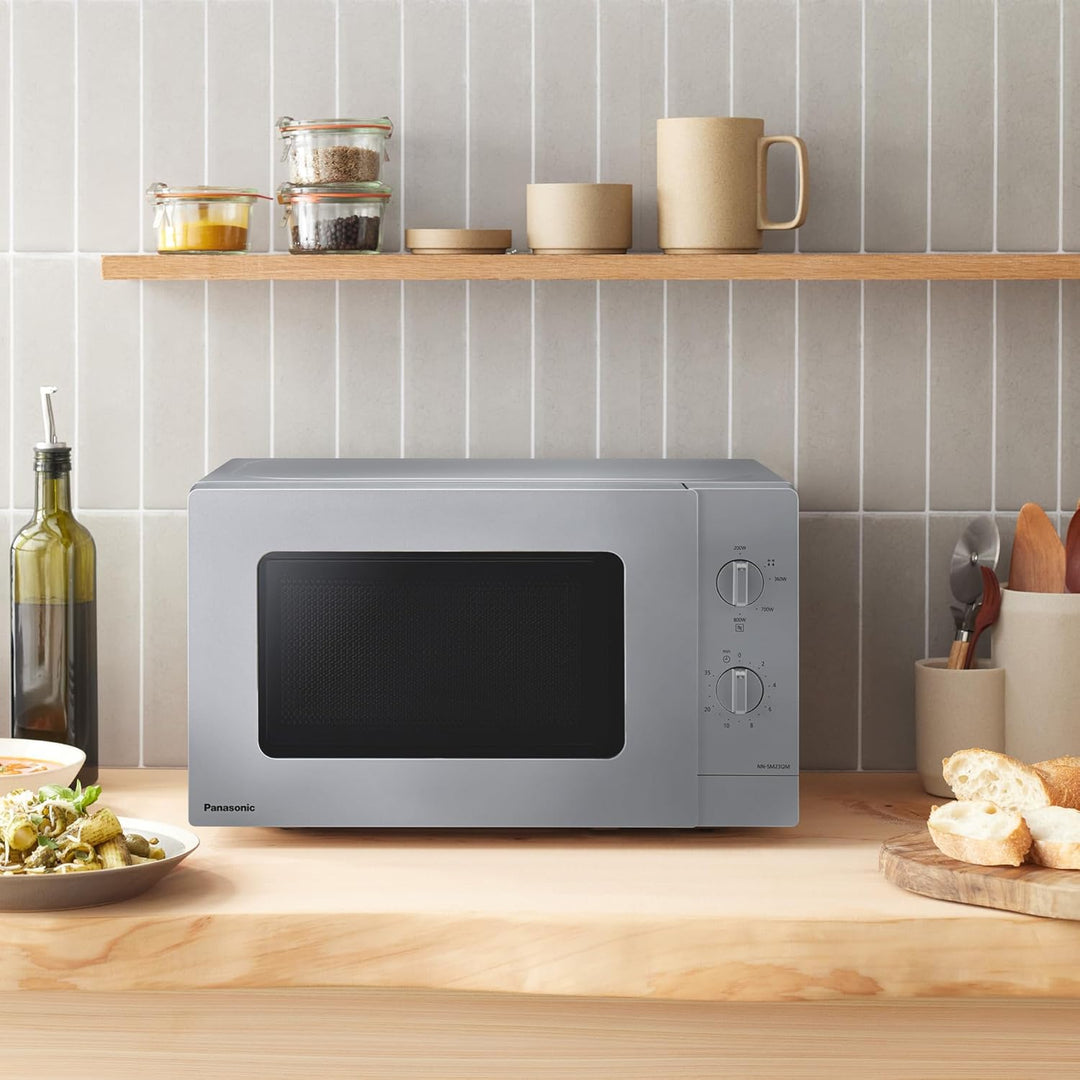 Panasonic NN-SM23QMEPG 20L Solo-Mikrowelle mit Glasschale, 800 W, Auftaueinstellung, 5 Leistungsstuf