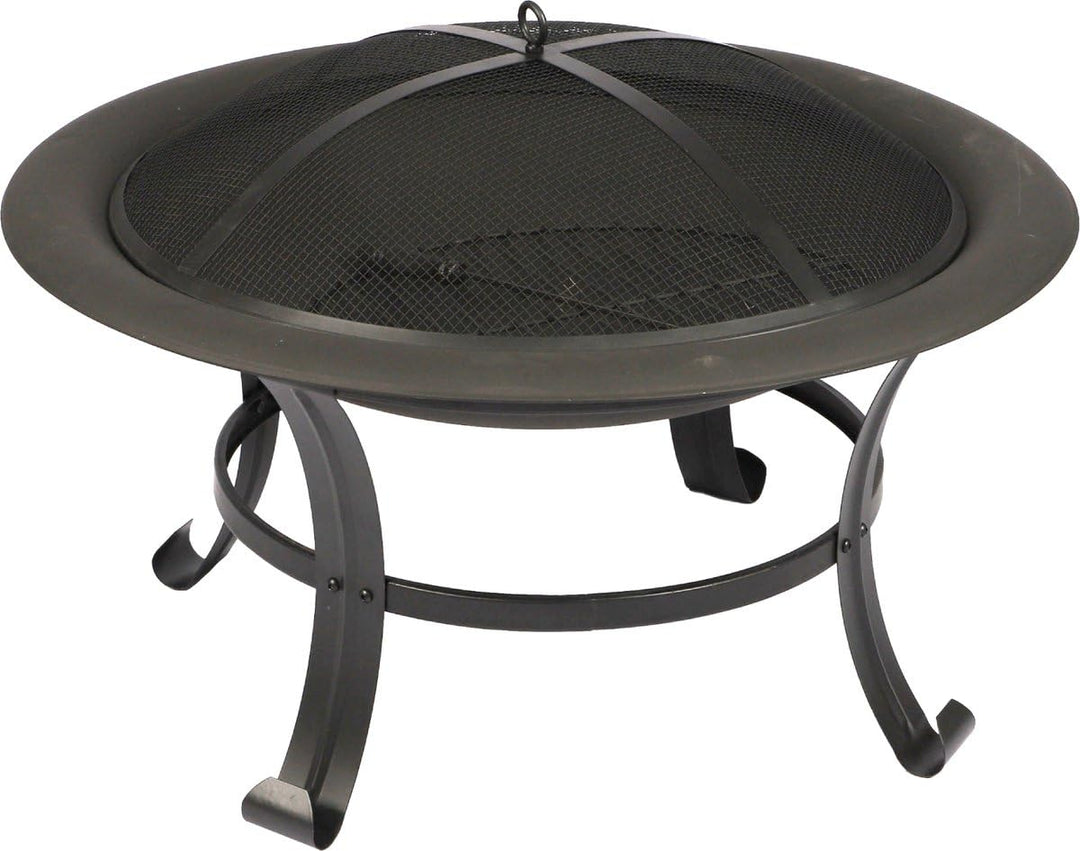 Grosser Feuerkorb – Ø 76 x 53 cm – Mit Funkenschutz & Holzrost – Feuerschale für Garten, Terrasse &