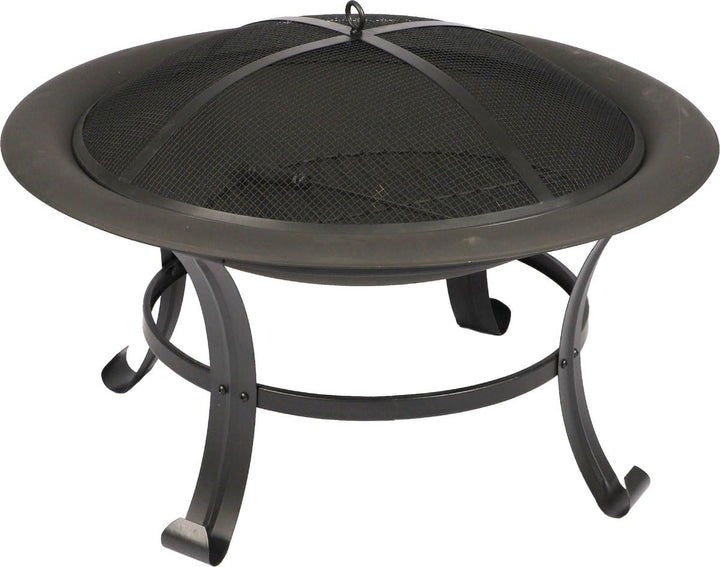 Grosser Feuerkorb – Ø 76 x 53 cm – Mit Funkenschutz & Holzrost – Feuerschale für Garten, Terrasse &