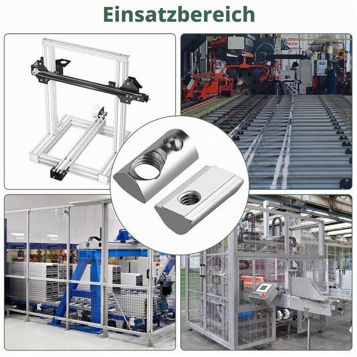 EYPINS 100x Nutensteine M5 mit Steg, Federkugel Nut 6, 20x20 Hammermutter Stahl Verzinkt Nutmuttern