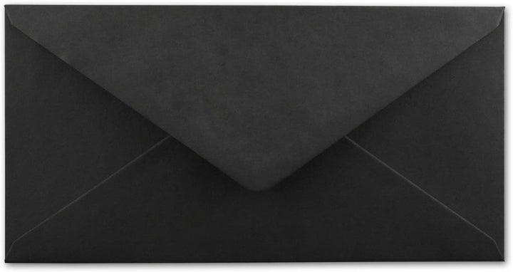 150 Brief-Umschläge Schwarz DIN Lang - 110 x 220 mm (11 x 22 cm) - Nassklebung ohne Fenster - Ideal