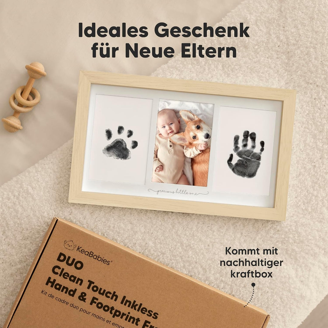 KeaBabies Tintenloses Baby Handabdruck und Fussabdruck set (Ash Wood) | No Mess Tintenauflage für Ba